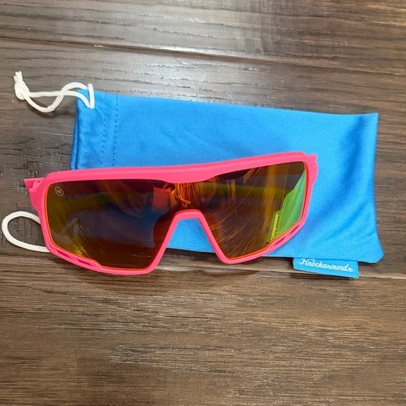 Knockaround Sunglasses Campeones Polarized Pink Orange Red Lenses - Picture 2 of 8